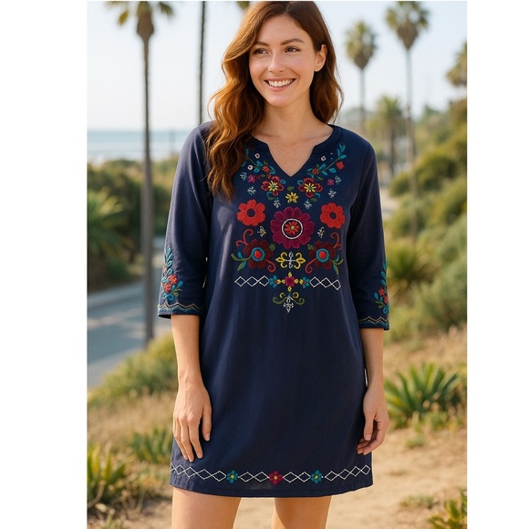 JOHNNY WAS Embroidered Boho Tunic Dress - Picture 2 of 13